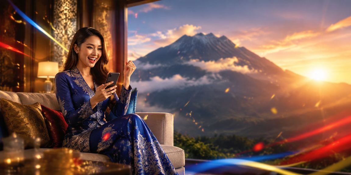Pemain menggunakan platform taruhan kasino diriwan88 dengan baju kurung di Sabah